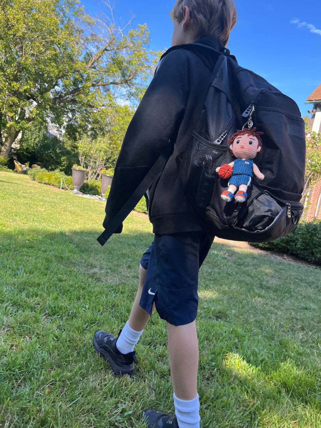 Basketball boy crochet keychain
