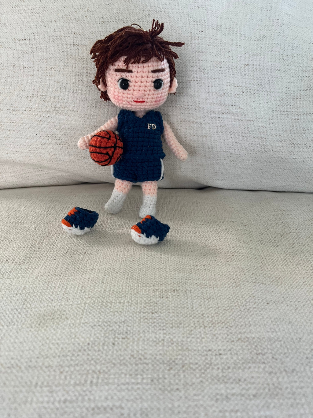 Basketball boy crochet keychain